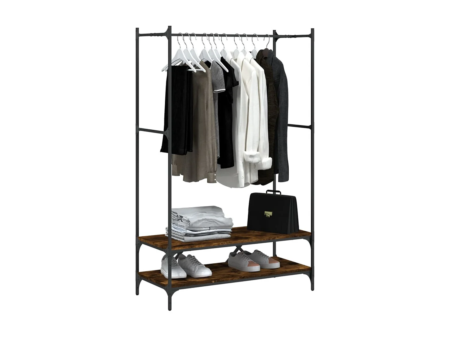 Porte-vêtements avec étagères chêne fumé bois d'ingénierie WVGQ3018