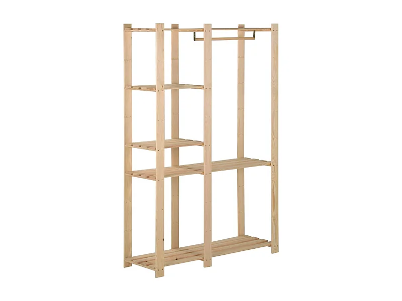 Perchero de ropa de madera maciza de pino 110x38x170 cm ES202651