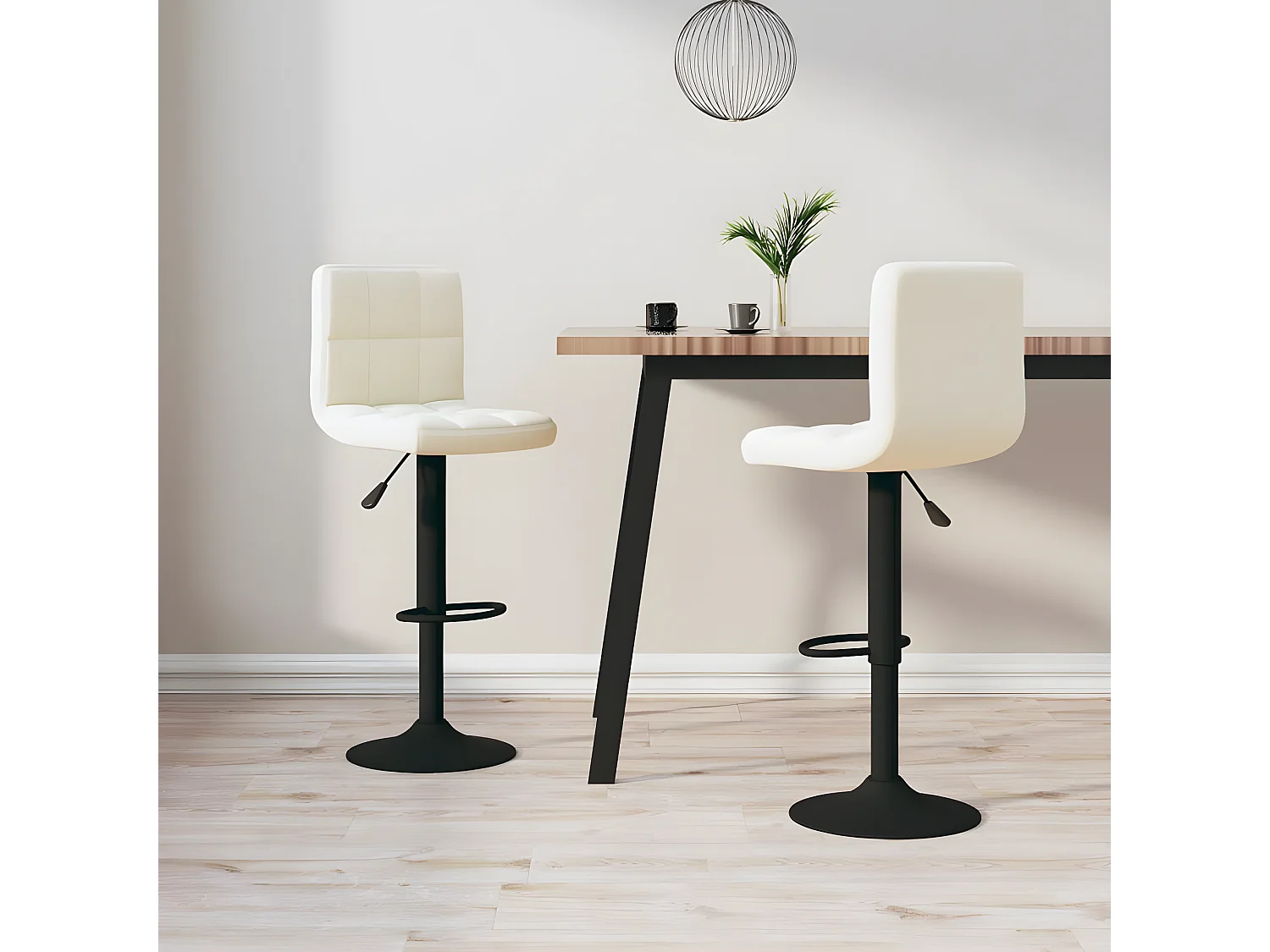 lot de 2 Tabourets de bar crème velours SSA2255