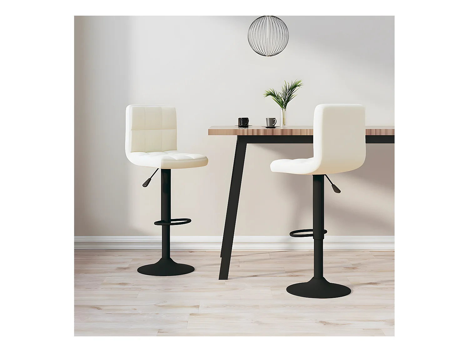 lot de 2 Tabourets de bar crème velours SSA2255