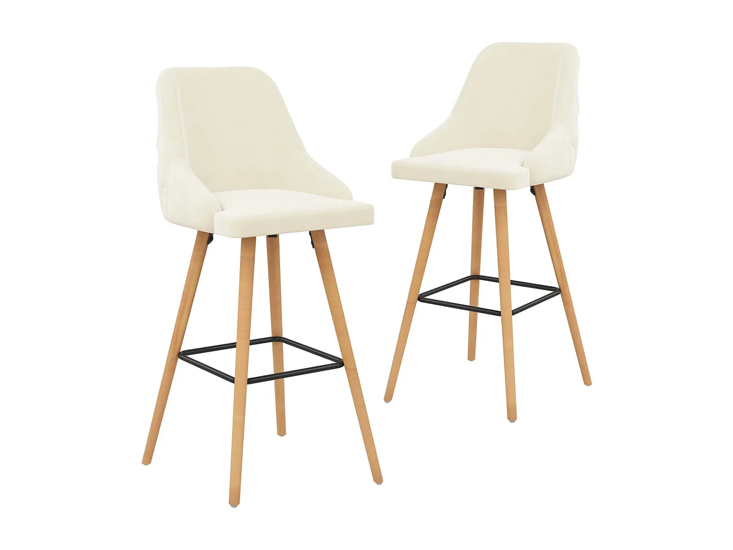 Tabourets de bar lot de 2 crème velours SEF30802