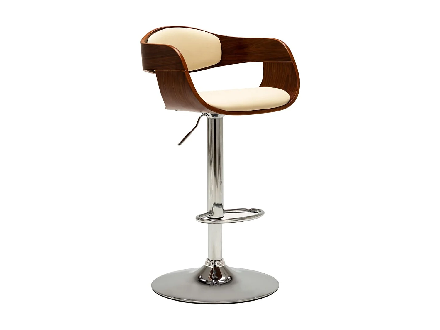 Tabourets de bar lot de 2 crème bois courbé et similicuir SEF49573