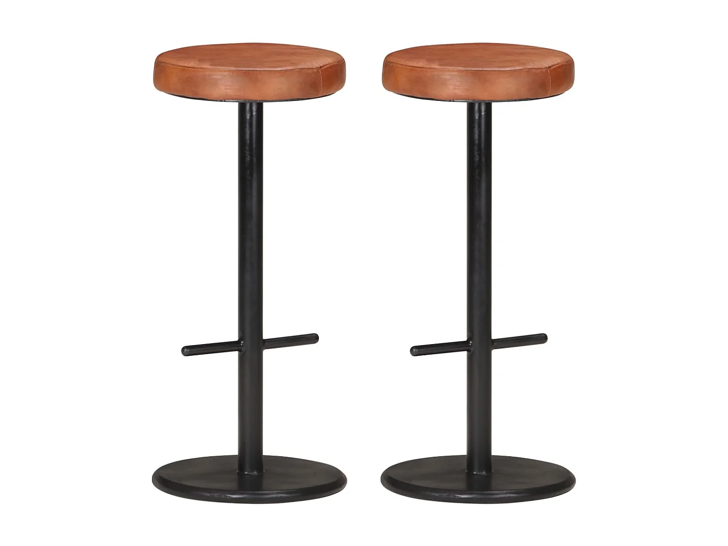 lot de 2 Tabourets de bar marron cuir véritable SSA8743