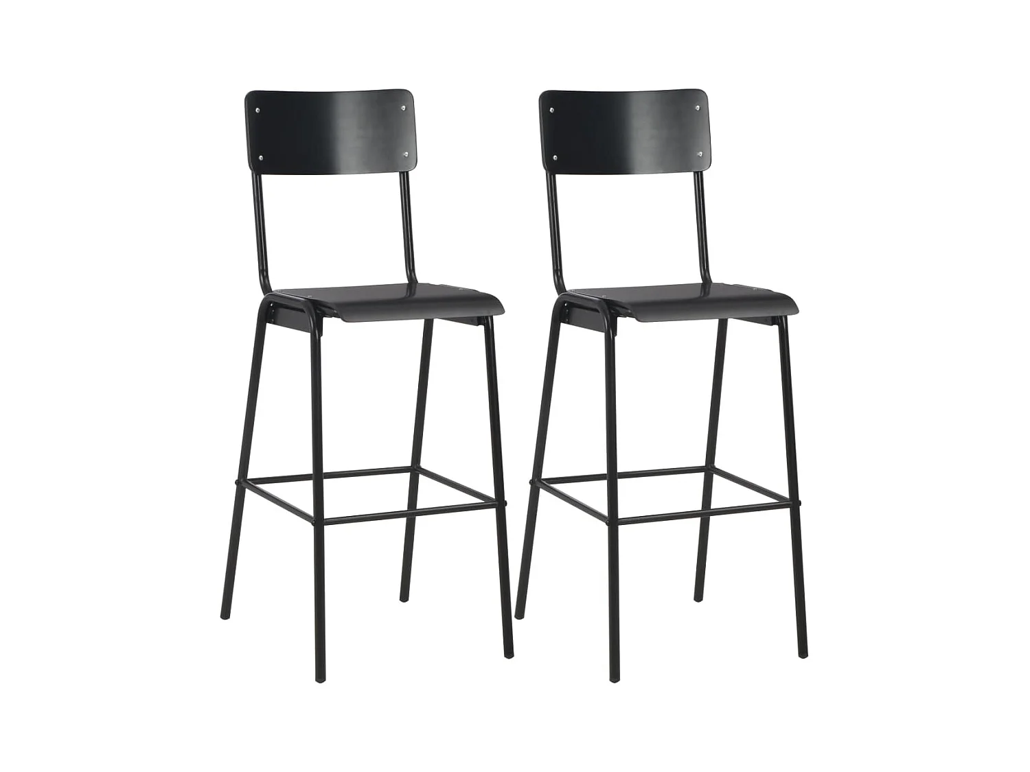 Tabourets de bar lot de 2 noir contreplaqué solide et acier SEF11688