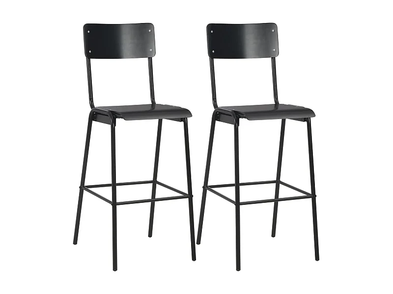 Barstoelen 2 st massief multiplex staal zwart NL884315