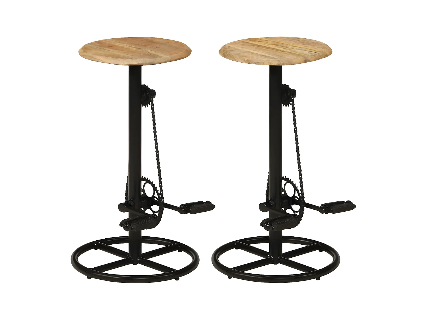 Tabourets de bar lot de 2 bois de manguier solide SEF11079