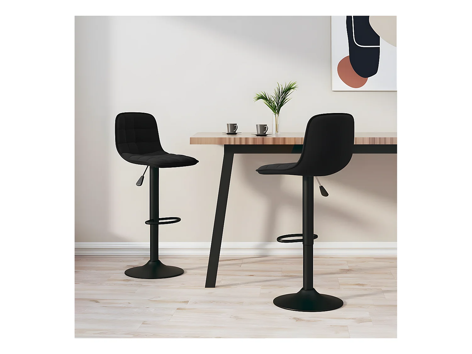 lot de 2 Tabourets de bar Noir Velours SSA9383