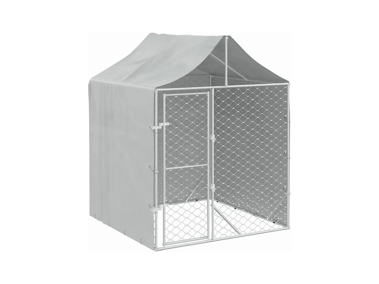 Chenil d'extérieur pour chiens avec toit argenté 2x2x2,5 m RG3Q32819