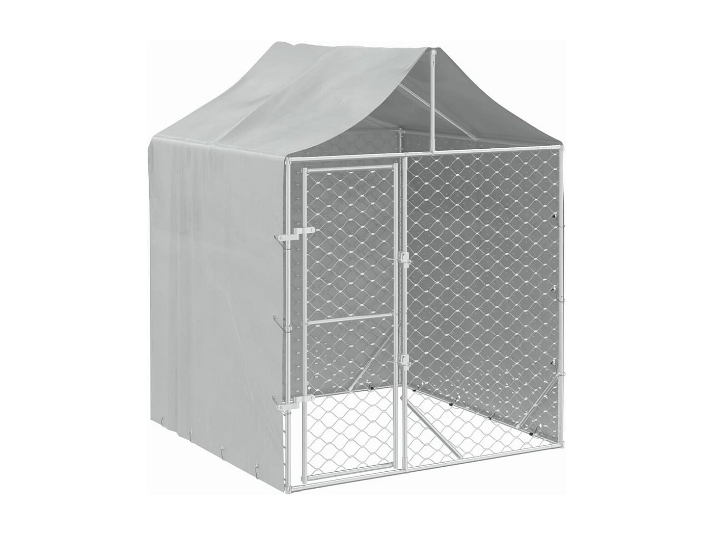 Perrera Exterior Festnight 2x2x2,5 M - Acero Galvanizado, Toldo PE, Puerta Con Cerradura, Para Perros Y Mascotas