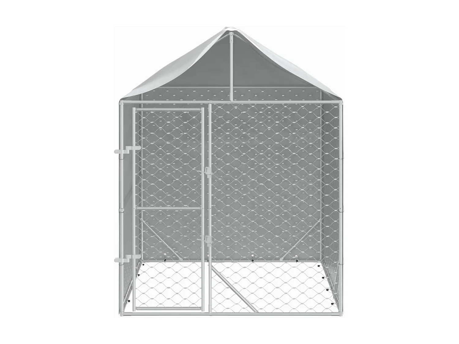 Perrera de exterior con toldo acero galvanizado plata 2x2x2,5 m ES470741