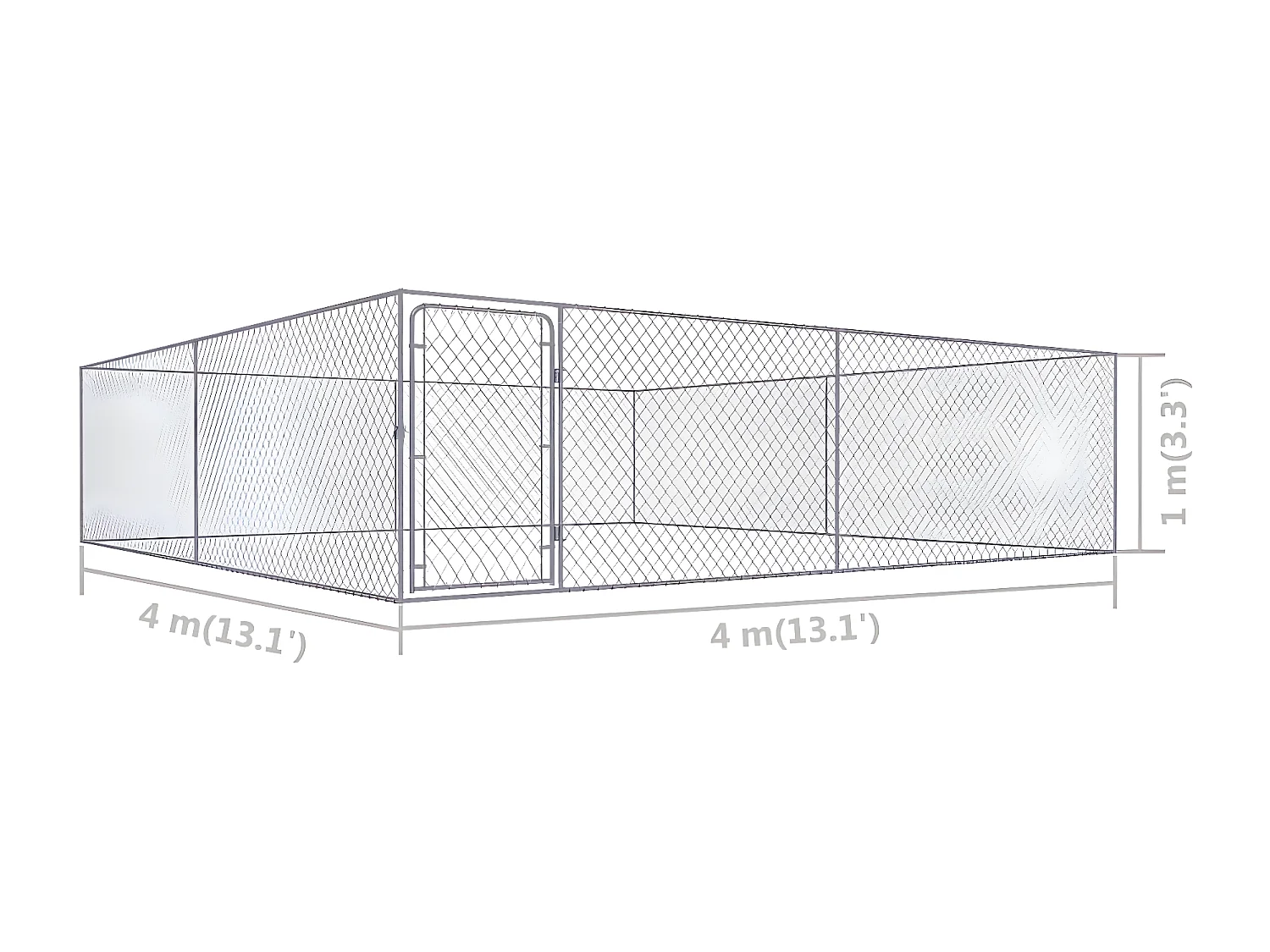 Chenil extérieur pour chiens Acier galvanisé 4x4x1 m RG3Q29004