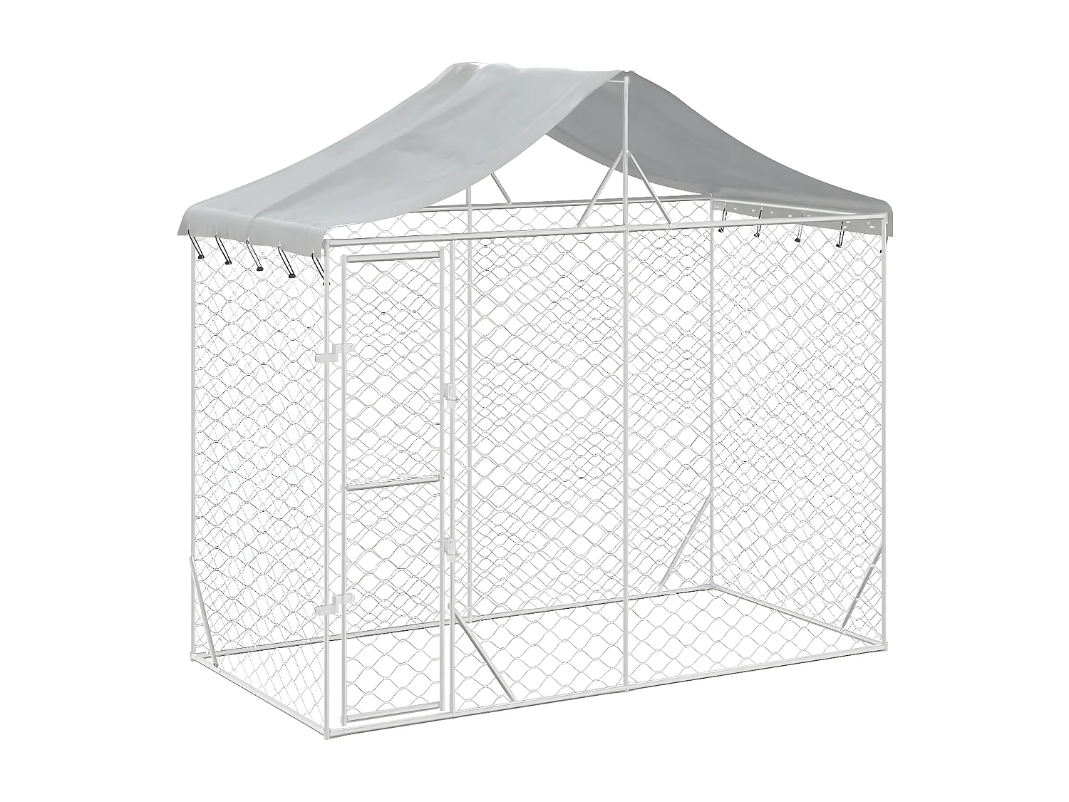 Chenil d'extérieur pour chiens avec toit argenté 3x1,5x2,5 m RG3Q14594