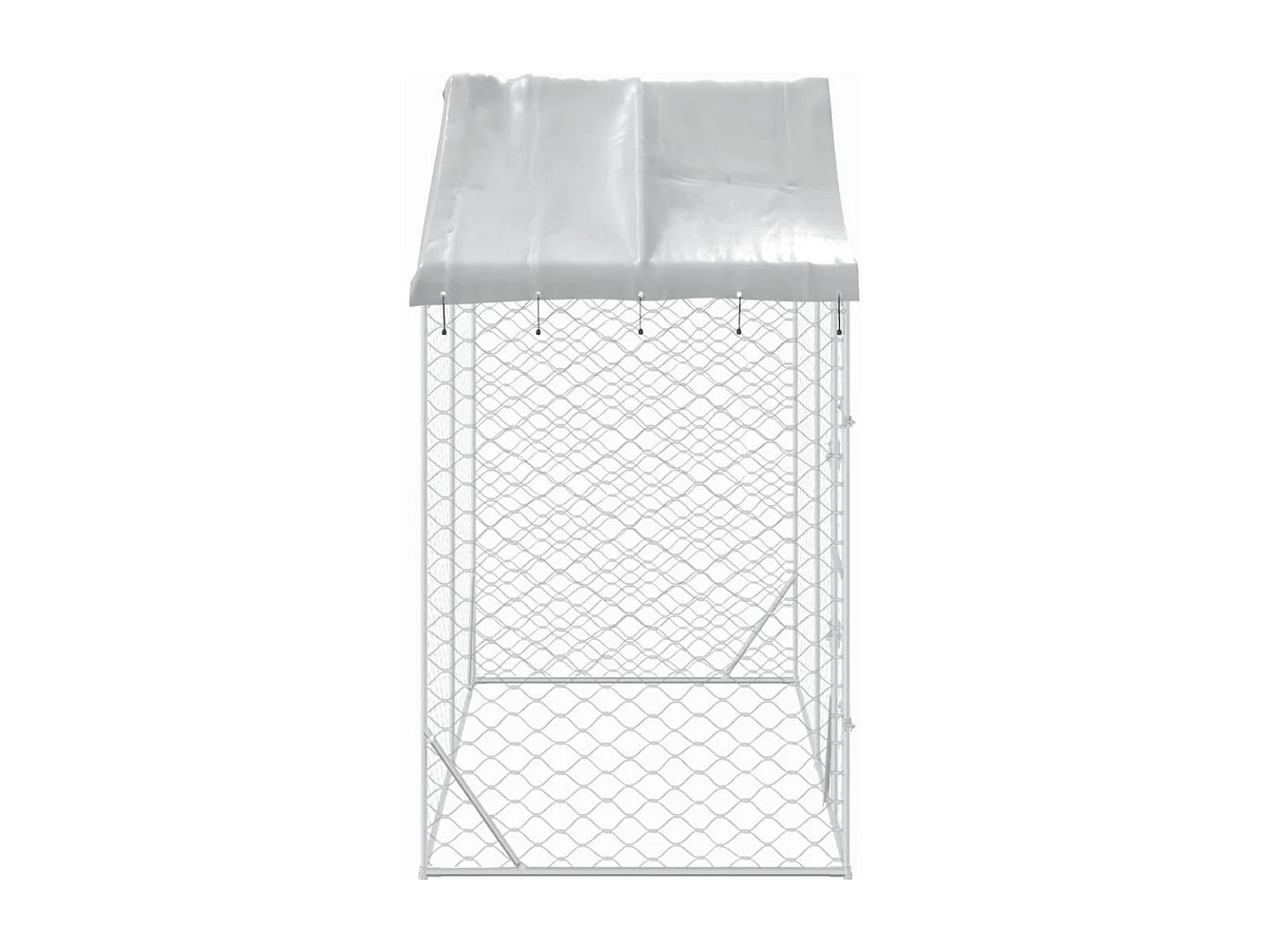 Chenil d'extérieur pour chiens avec toit argenté 3x1,5x2,5 m RG3Q14594