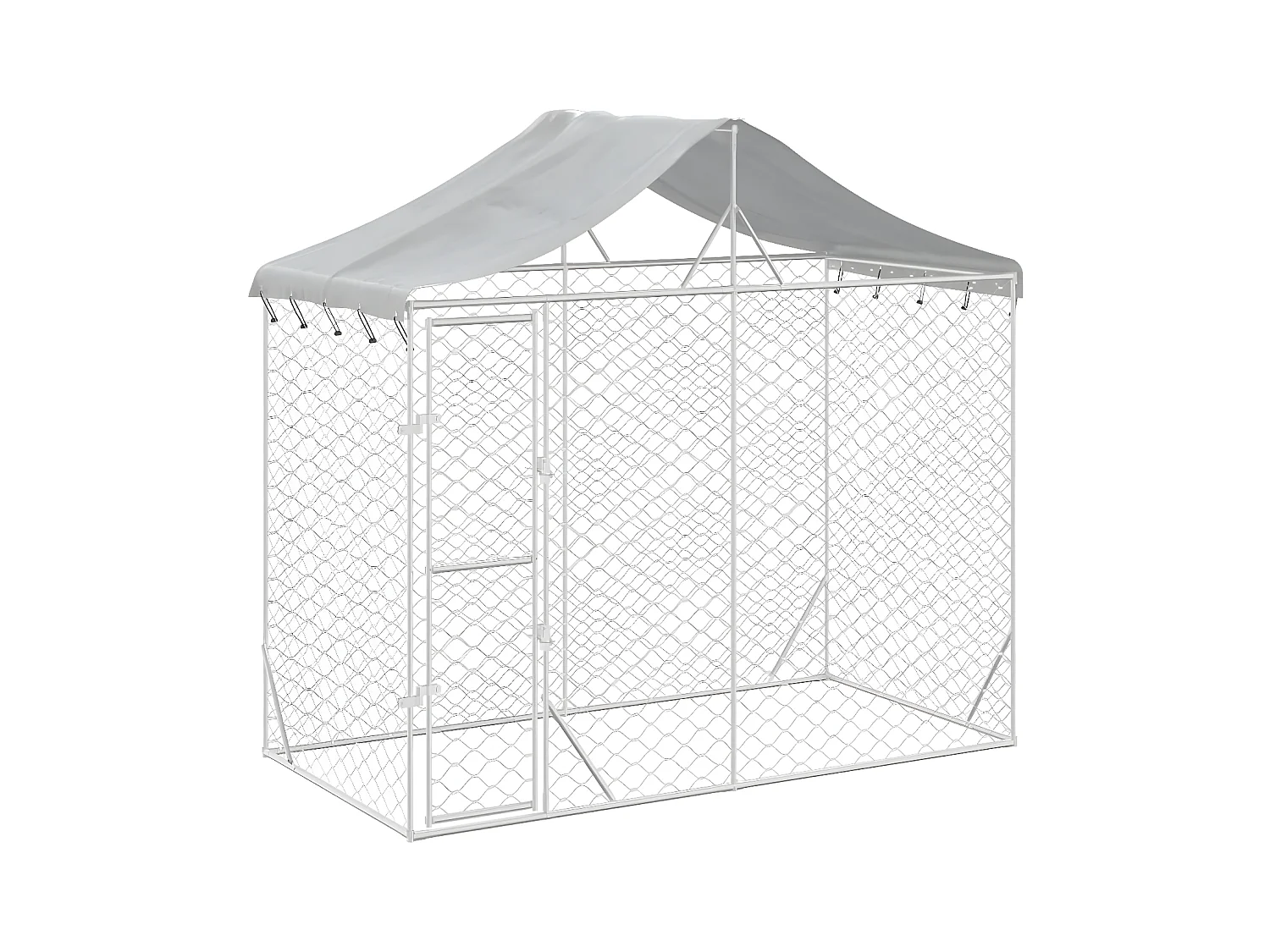 Chenil d'extérieur pour chiens avec toit argenté 3x1,5x2,5 m RG3Q14594