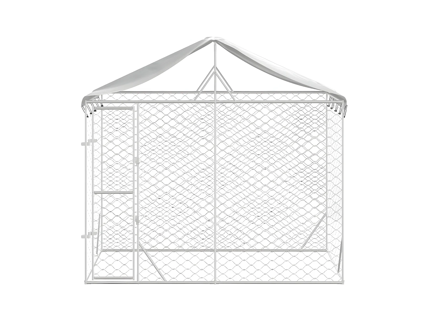 Hondenkennel met dak 3x1,5x2,5 m gegalvaniseerd staal zilver NL240059