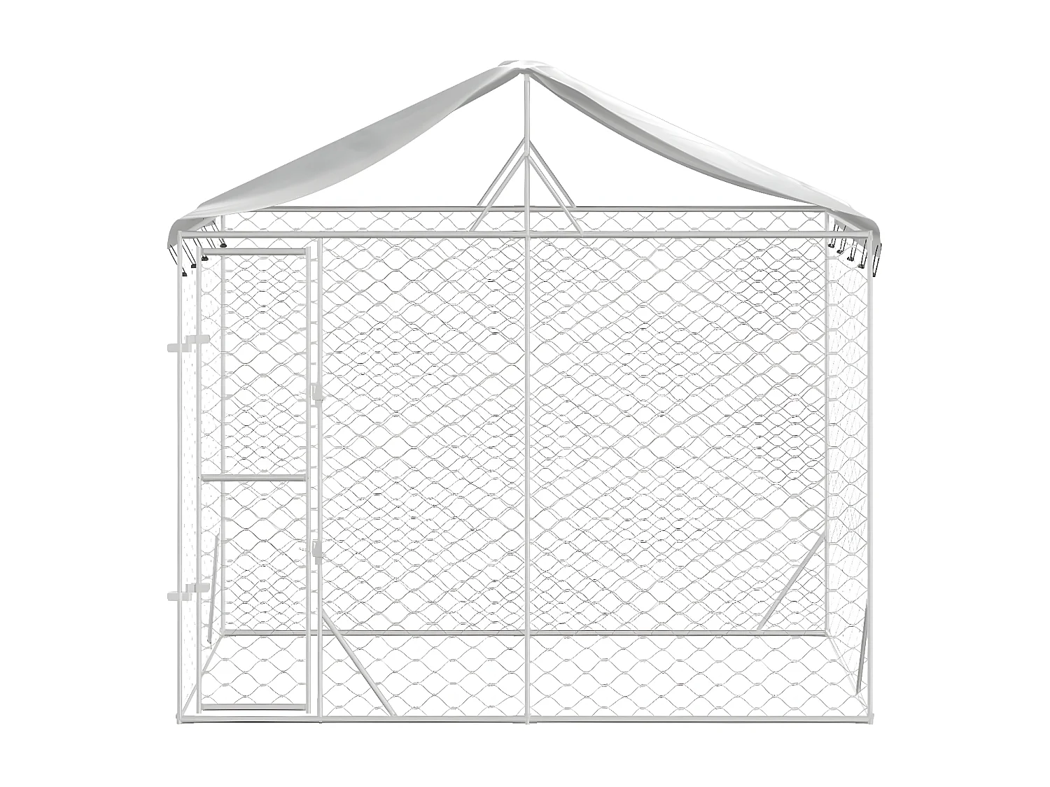 Perrera exterior con toldo acero galvanizado plata 3x1,5x2,5 m ES446130