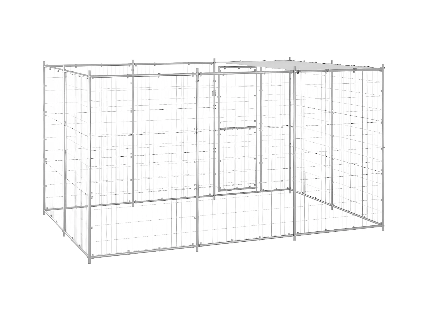 Hondenkennel met dak 7,26 m² gegalvaniseerd staal NL217007