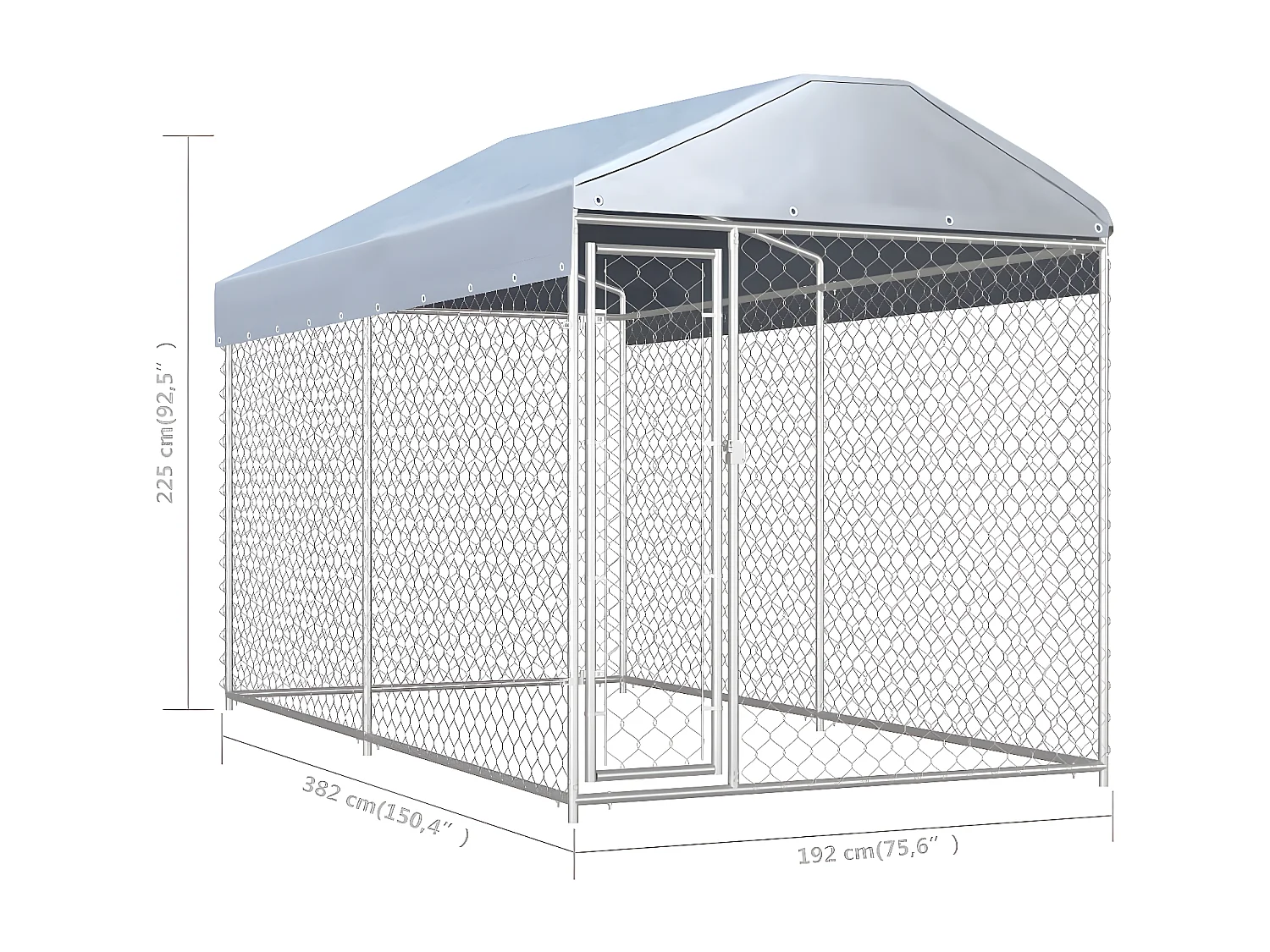 Canil de exterior com toldo 382x192x225 cm PT854018