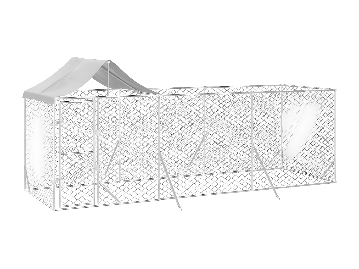 Chenil d'extérieur pour chiens avec toit argenté 6x2x2,5 m RG3Q63726
