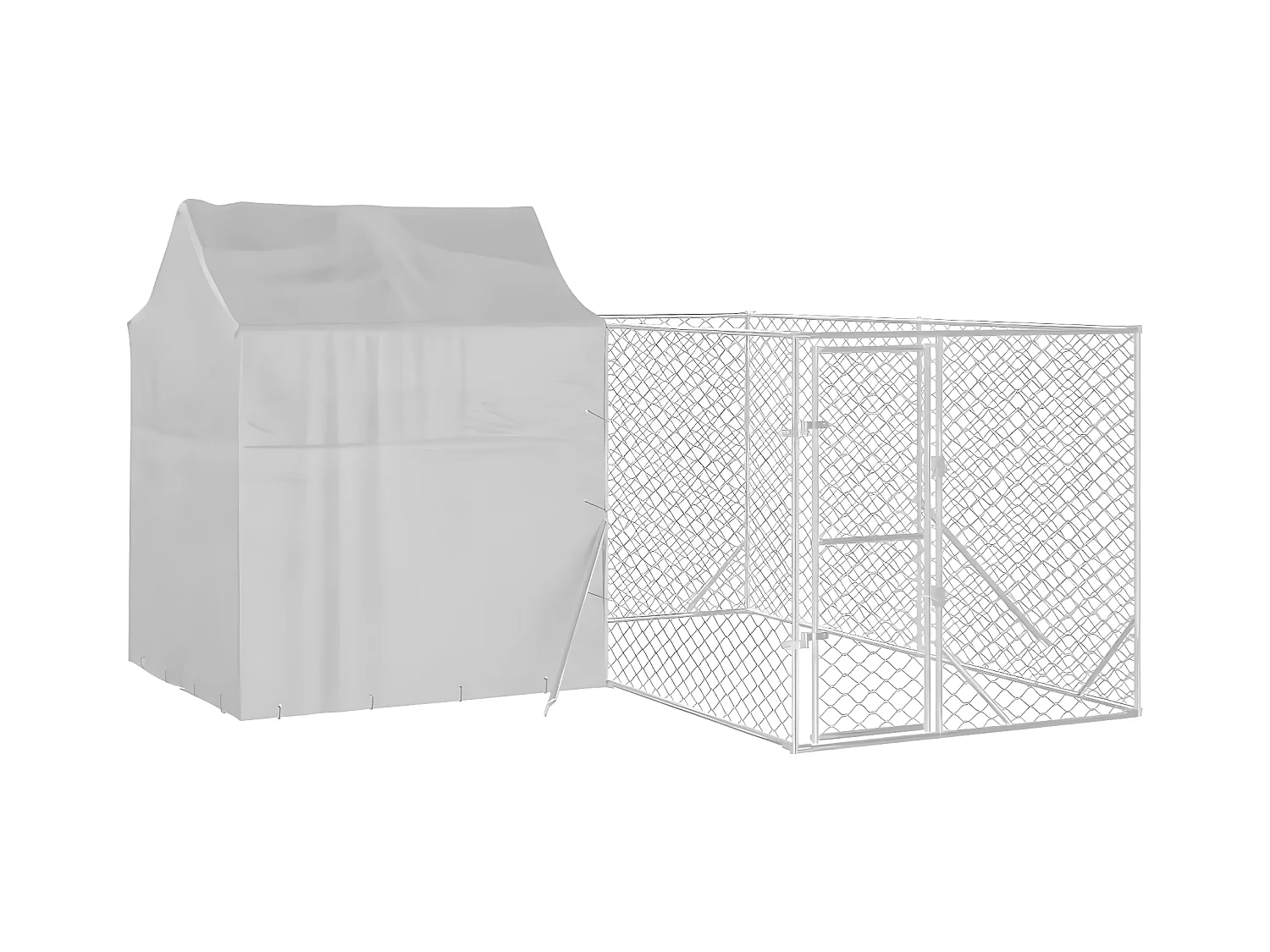 Hondenkennel met dak 4x4x2,5 m gegalvaniseerd staal zilver NL303545
