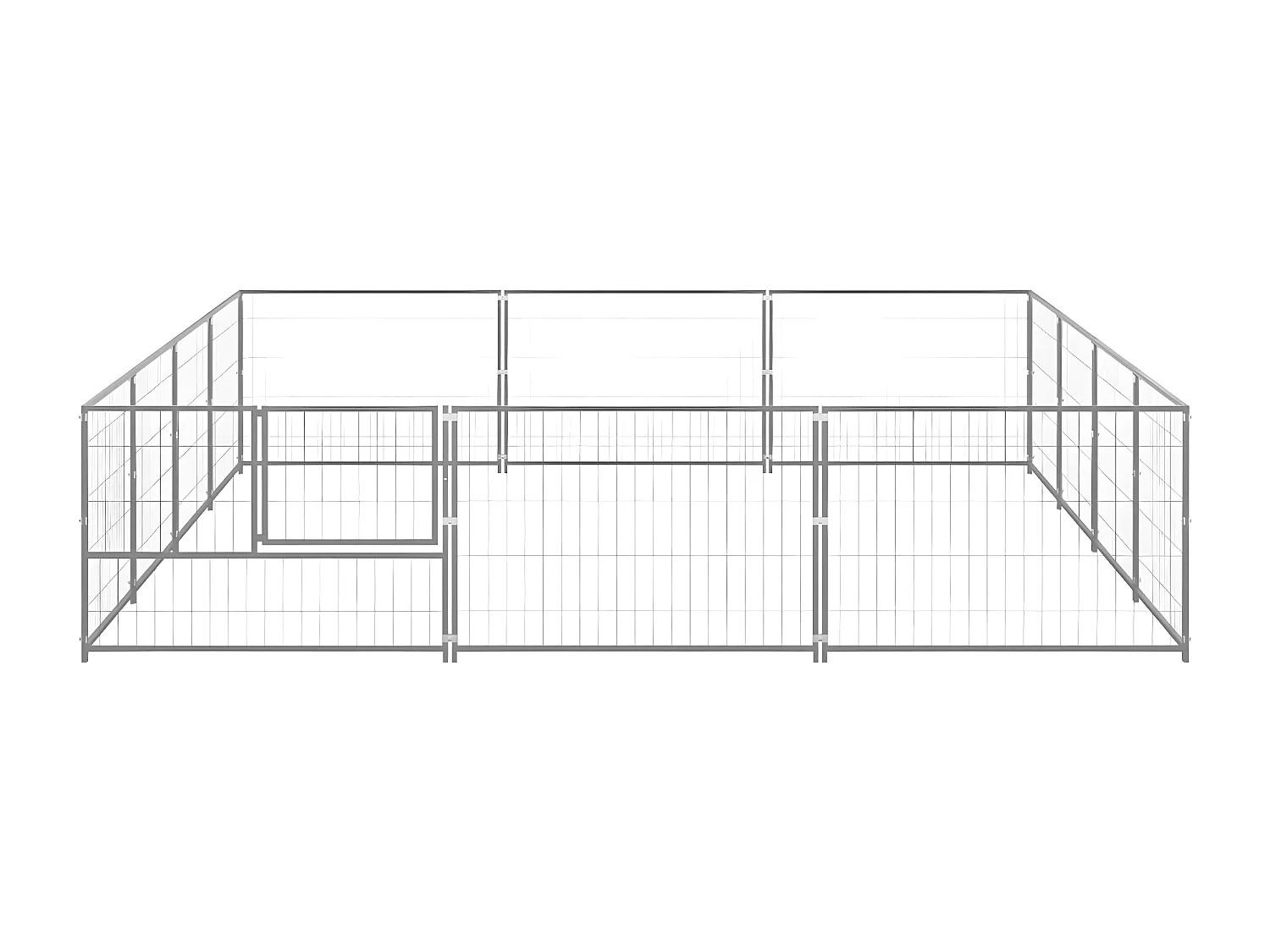 Hondenkennel 12 m² staal zilverkleurig NL336886