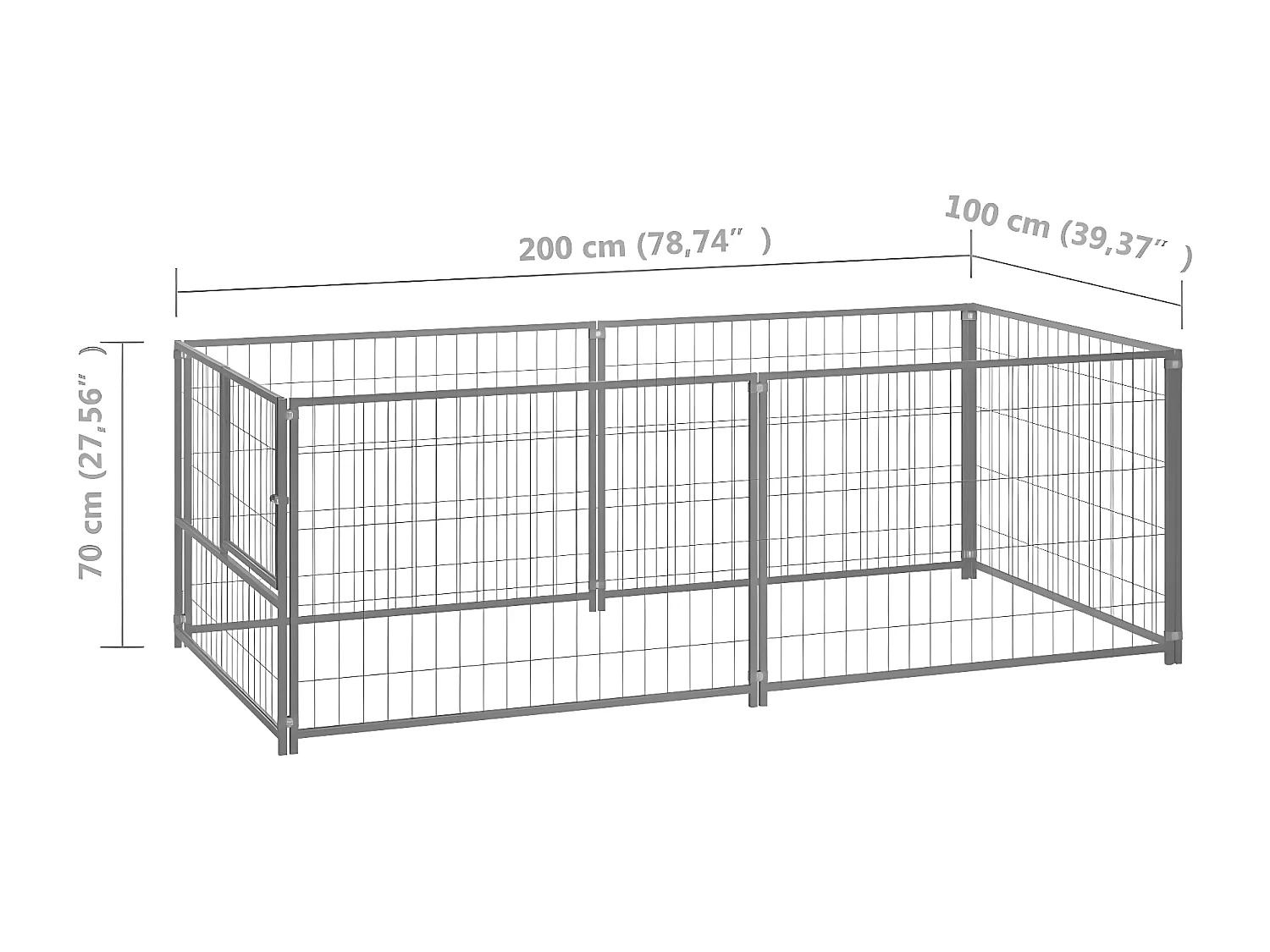 Chenil Argenté 200x100x70 cm Acier RG3Q50099