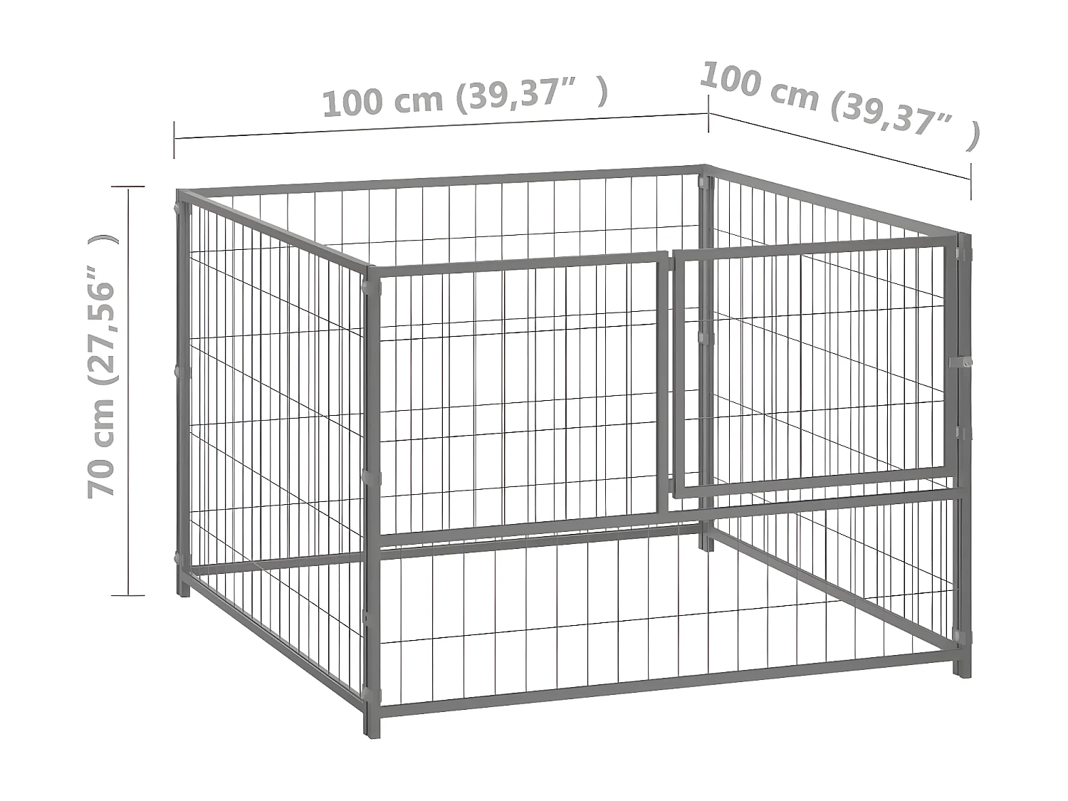 Chenil Argenté 100x100x70 cm Acier RG3Q92487