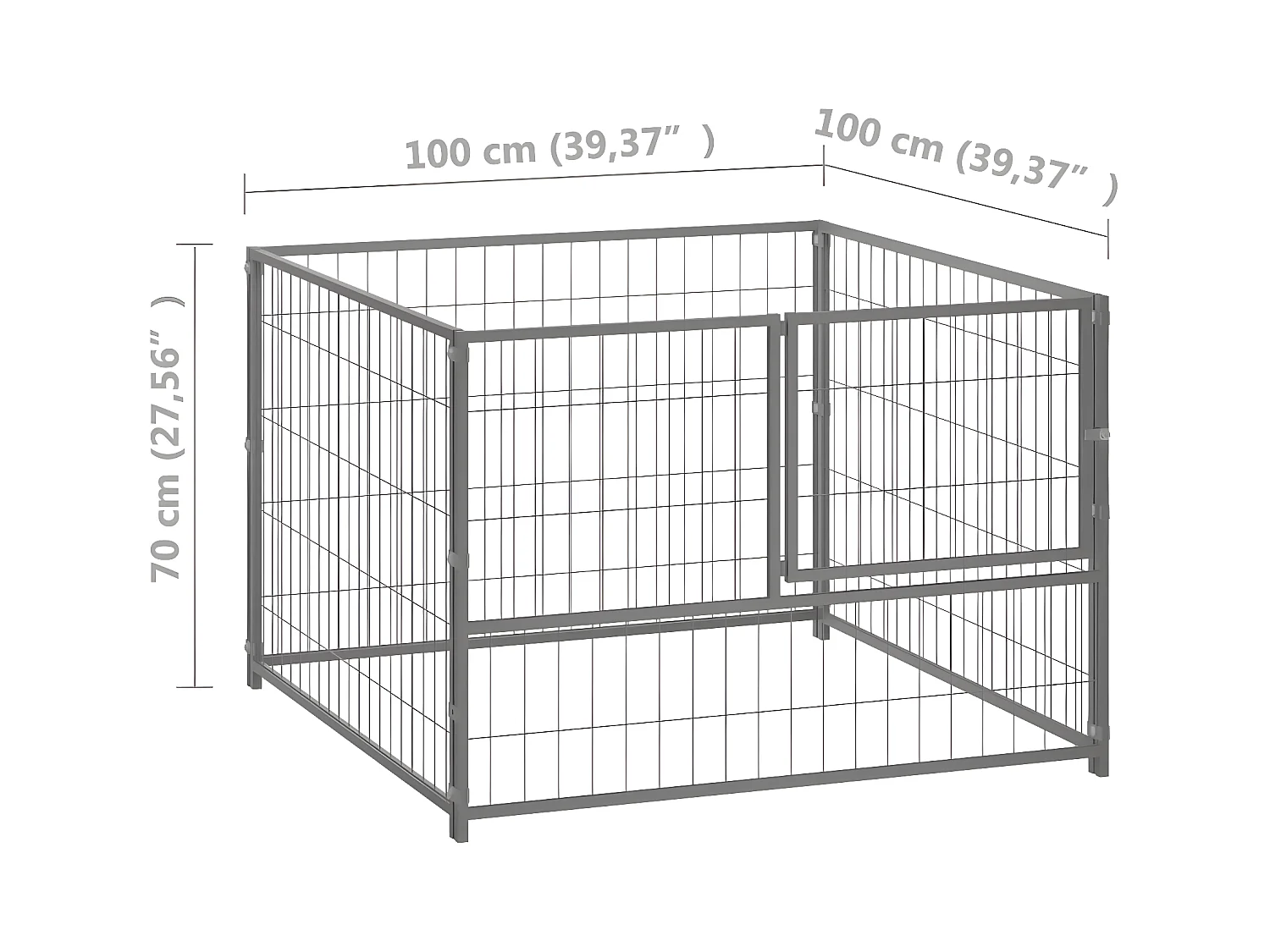 Hondenkennel 100x100x70 cm staal zilverkleurig NL957600