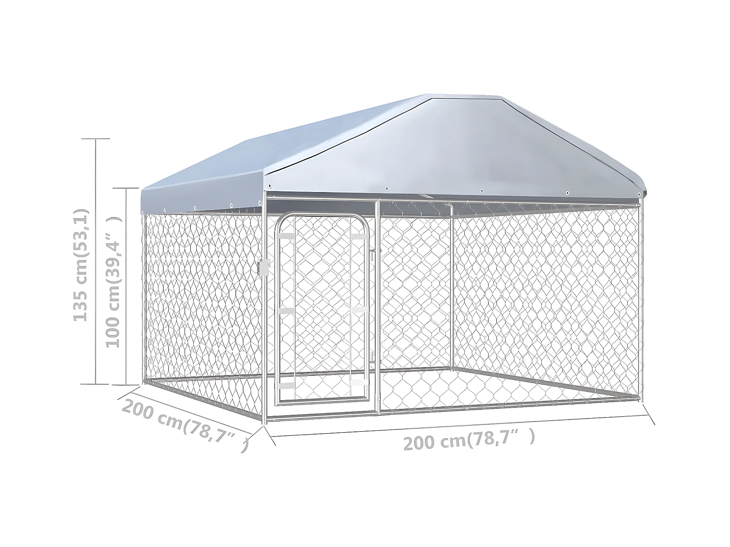 Chenil extérieur avec toit pour chiens 200 x 200 x 135 cm RG3Q21307