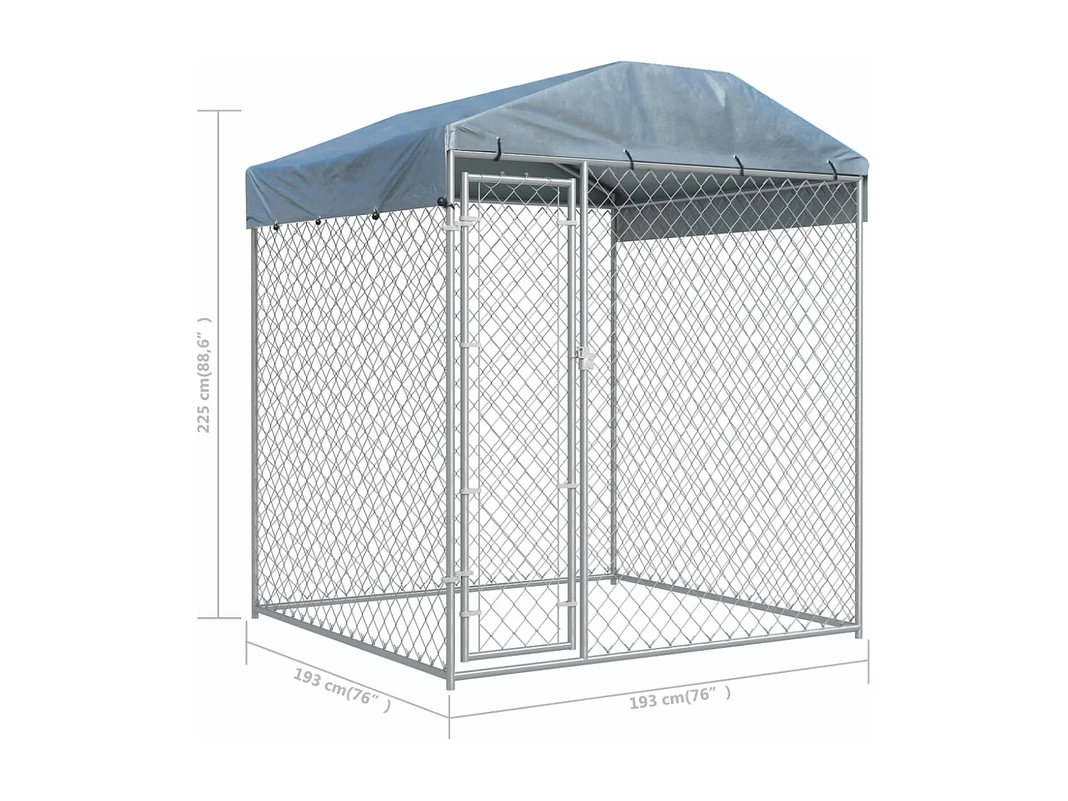 Canil de exterior com toldo 193x193x225 cm PT558964