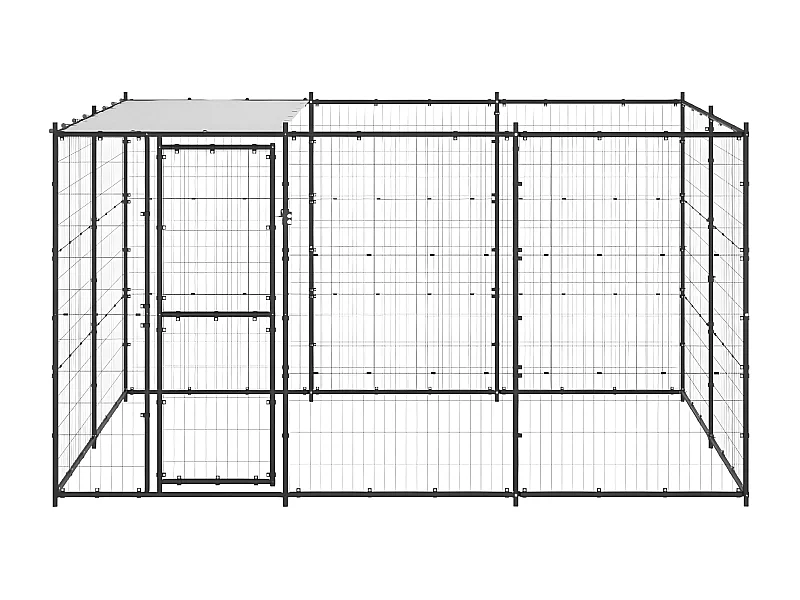 Hondenkennel met dak 7,26 m² staal NL443954