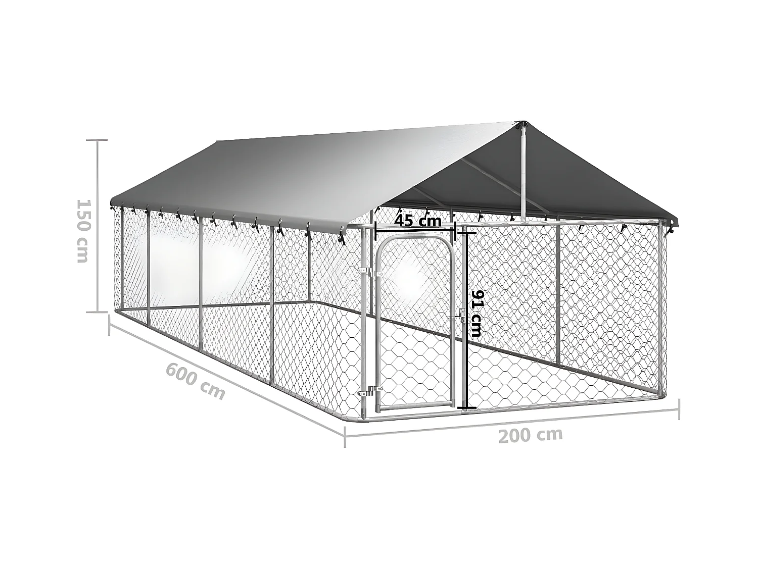 Hondenkennel voor buiten met dak 600x200x150 cm NL892076