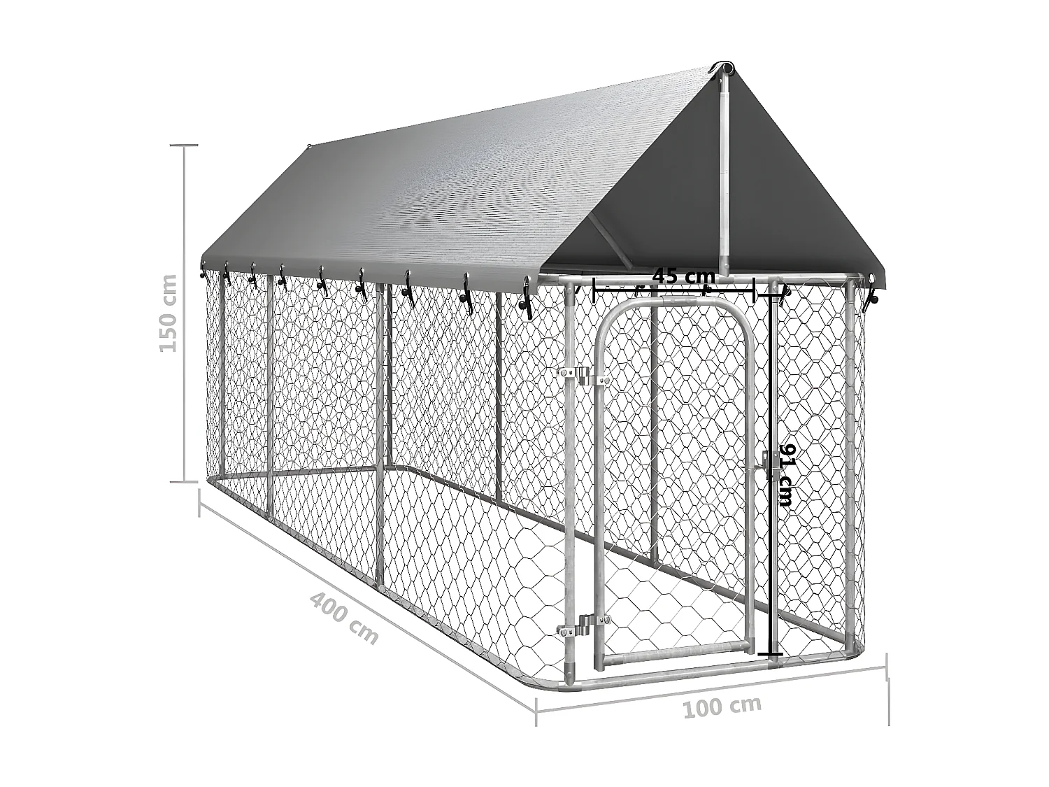 Chenil extérieur avec toit 400x100x150 cm RG3Q63344