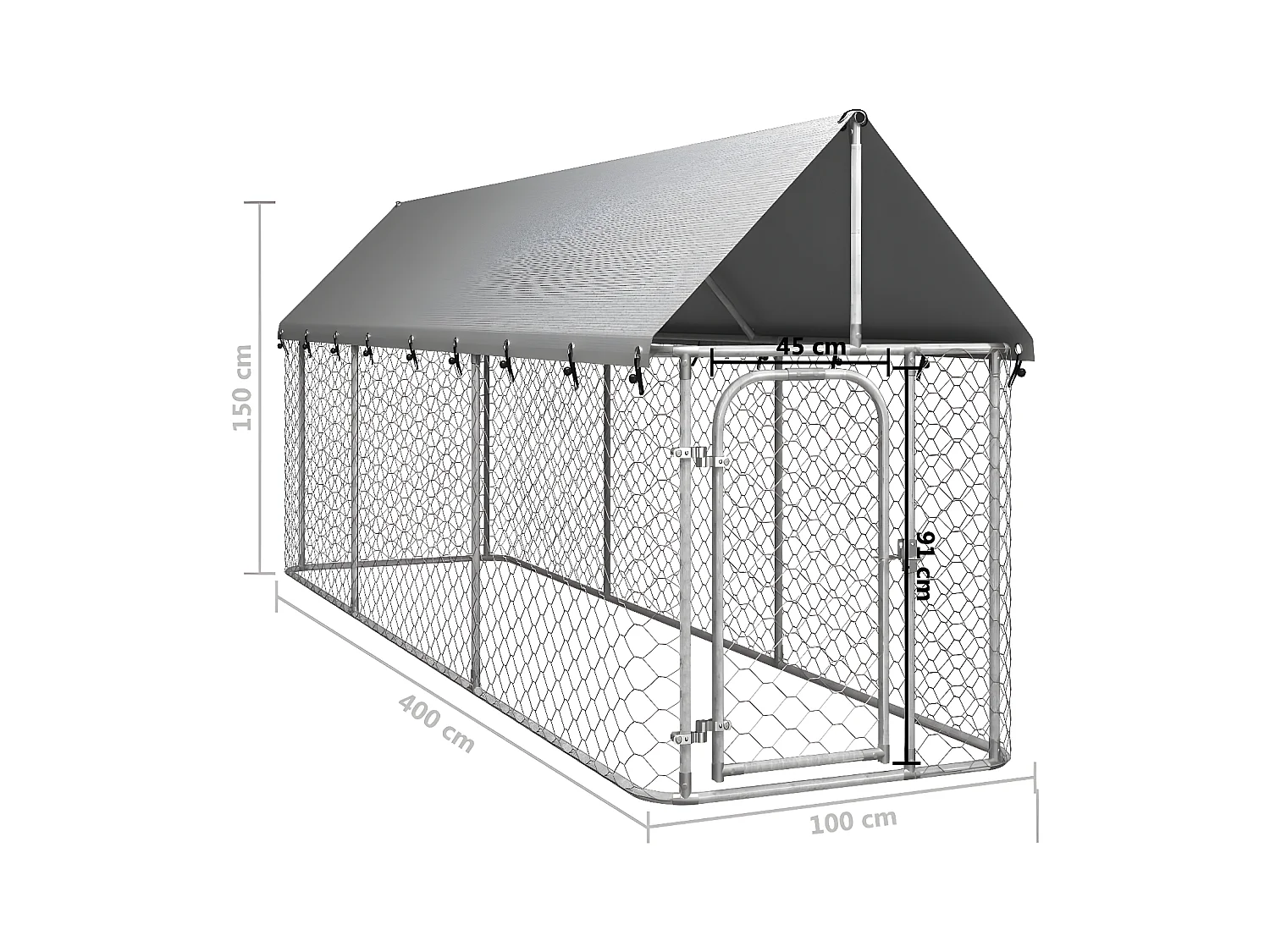 Hondenkennel voor buiten met dak 400x100x150 cm NL819560
