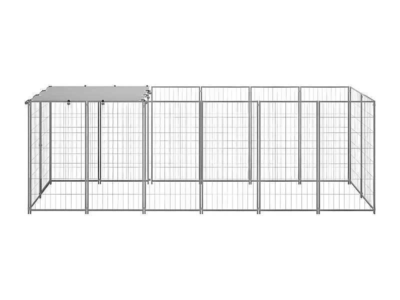 Canil para cães 330x110x110 cm aço prateado PT218045