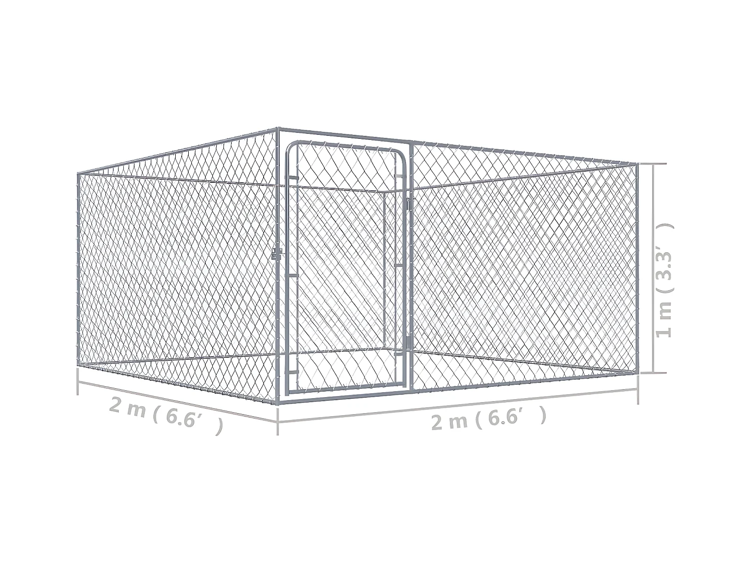 Hondenkennel voor buiten 2x2x1 m gegalvaniseerd staal NL657851