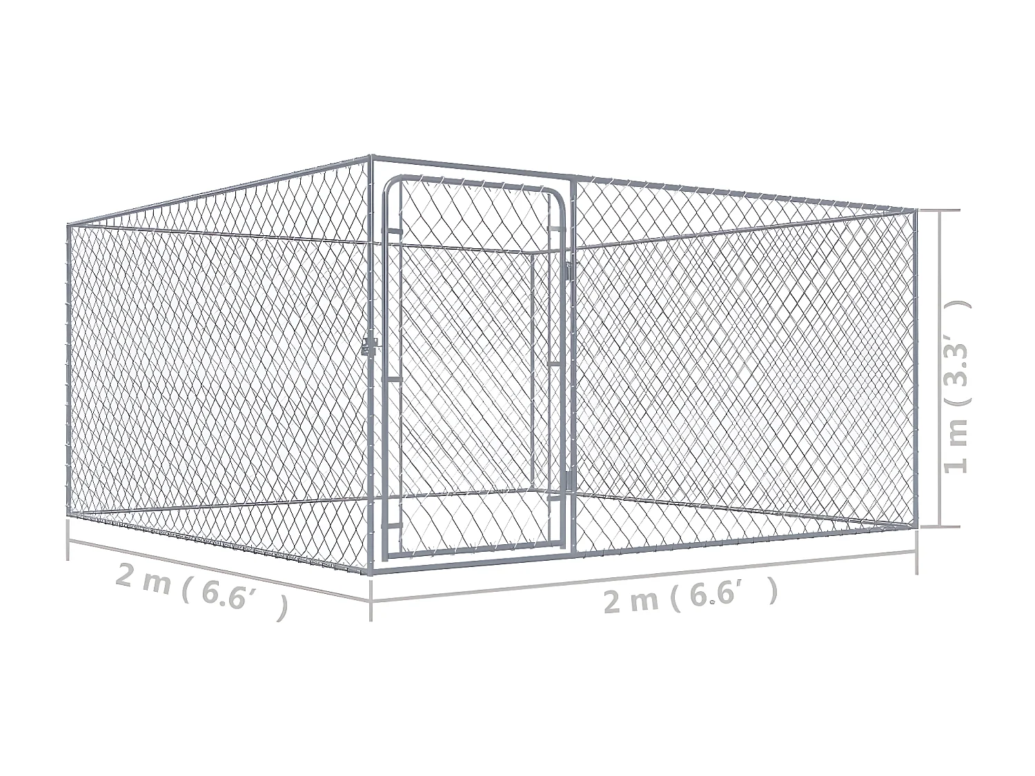 Perrera de exterior de acero galvanizado 2x2x1 m ES313629