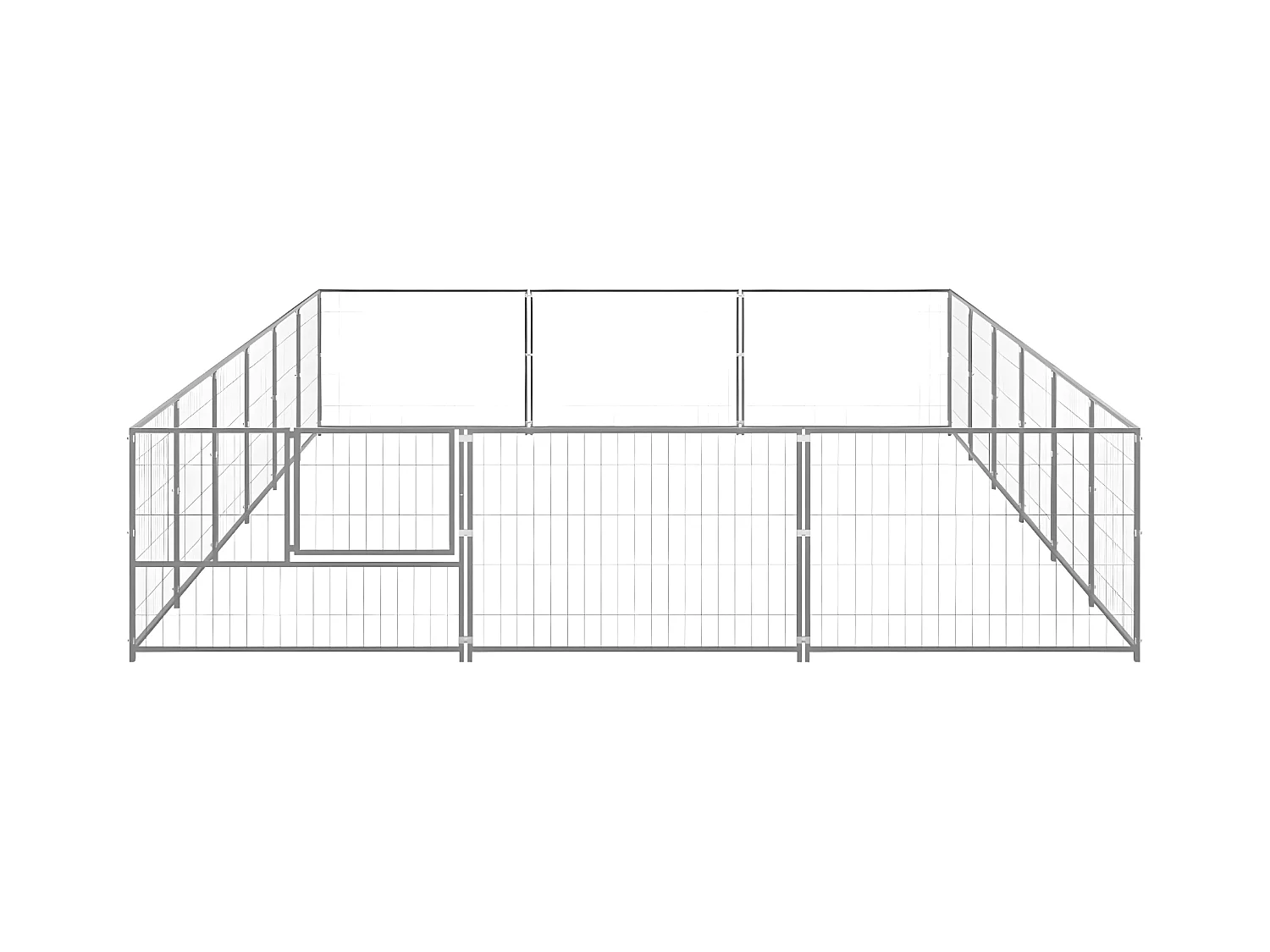 Hondenkennel 18 m² staal zilverkleurig NL347310