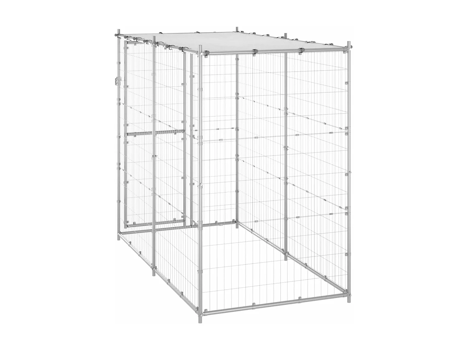 Canil de exterior com telhado 110x220x180 cm aço galvanizado PT840523