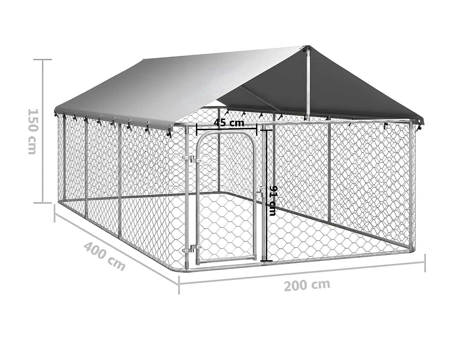 Chenil extérieur avec toit 400x200x150 cm RG3Q71713
