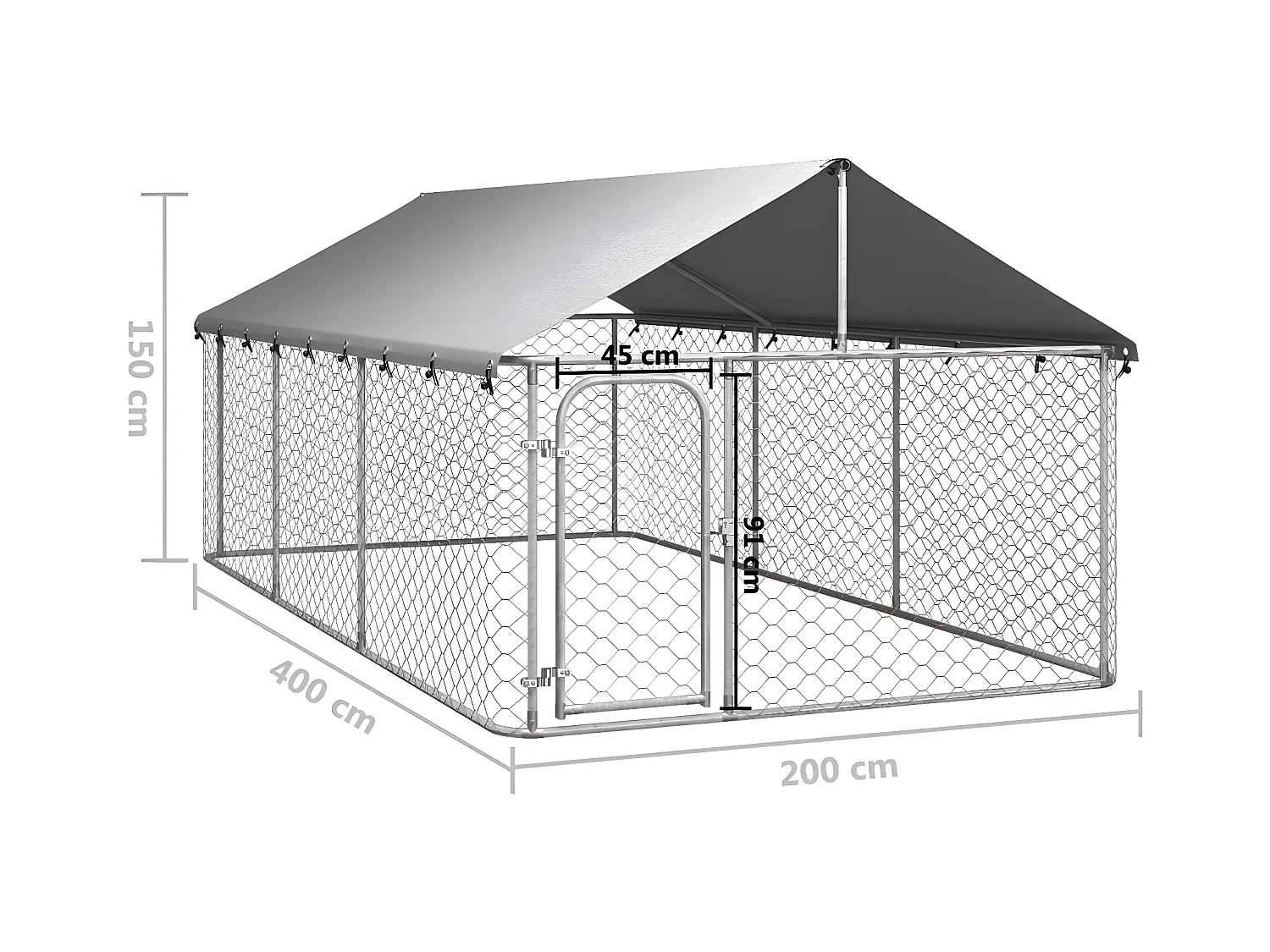 Hondenkennel voor buiten met dak 400x200x150 cm NL101708