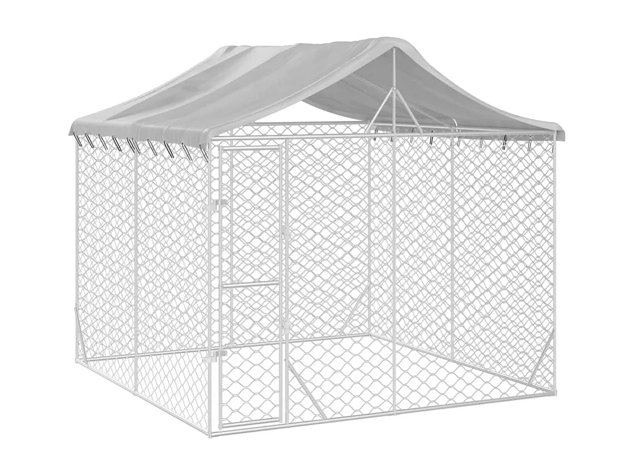 Hondenkennel met dak 3x3x2,5 m gegalvaniseerd staal zilverkleur NL631679