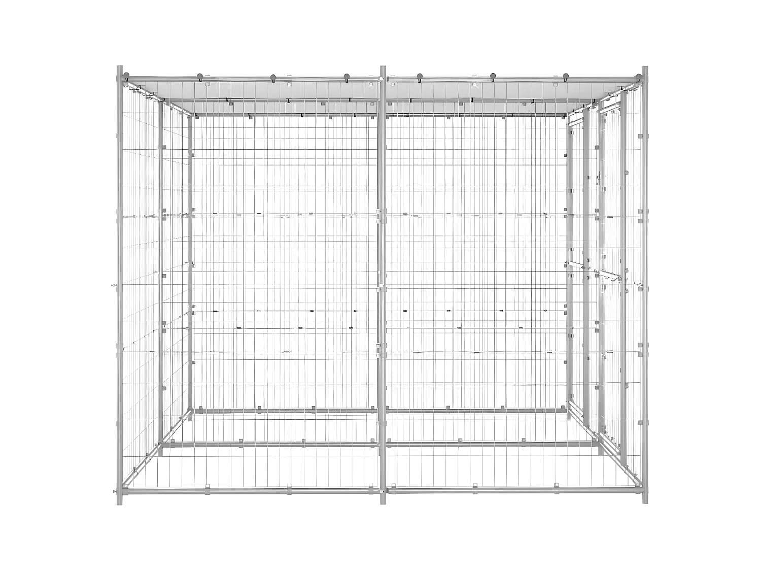 Hondenkennel met dak 4,84 m² gegalvaniseerd staal NL741925