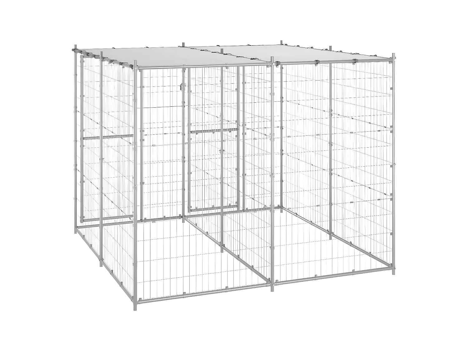 Hondenkennel met dak 4,84 m² gegalvaniseerd staal NL741925