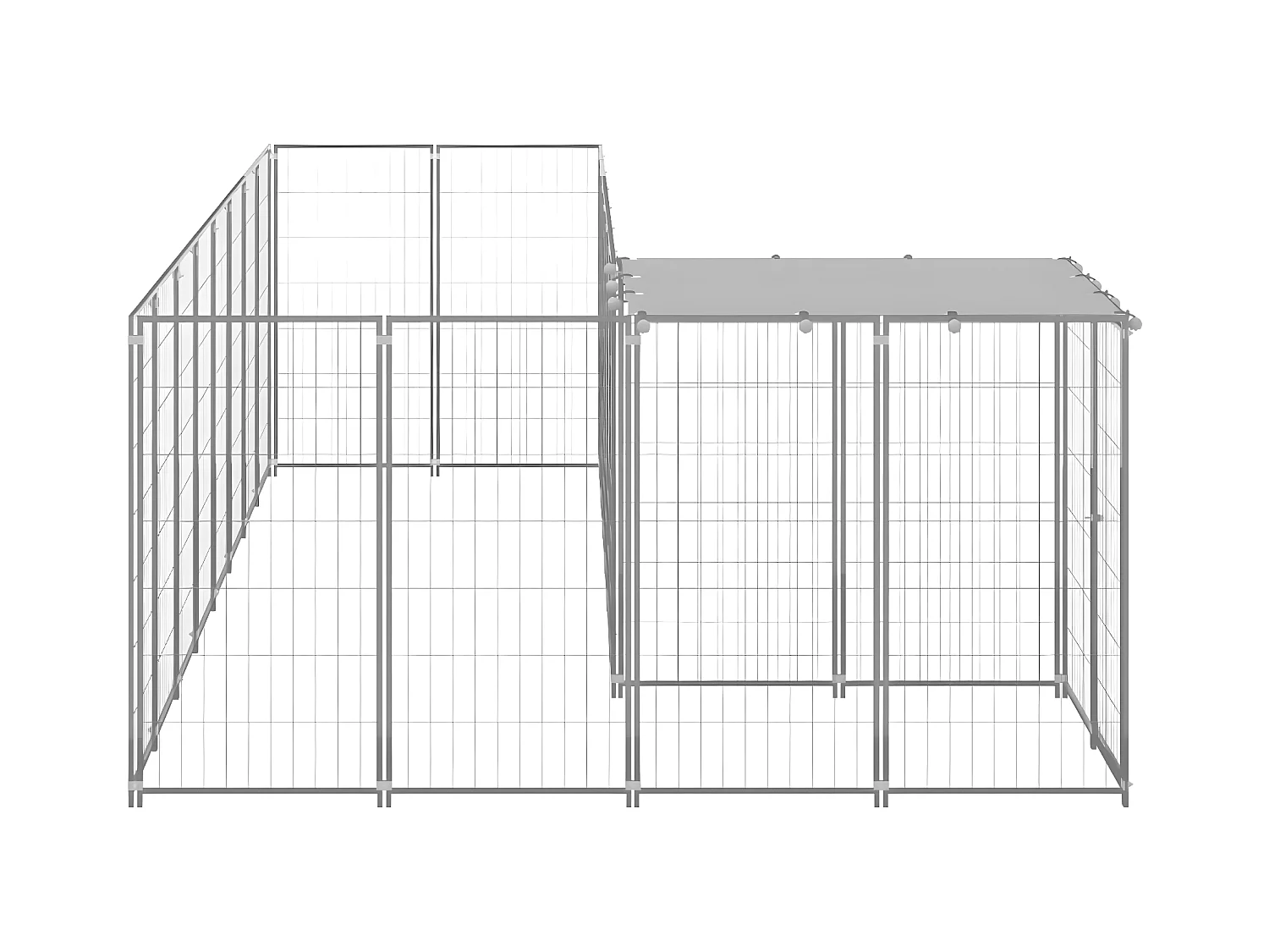 Hondenkennel 6,05 m² staal zilverkleurig NL952294