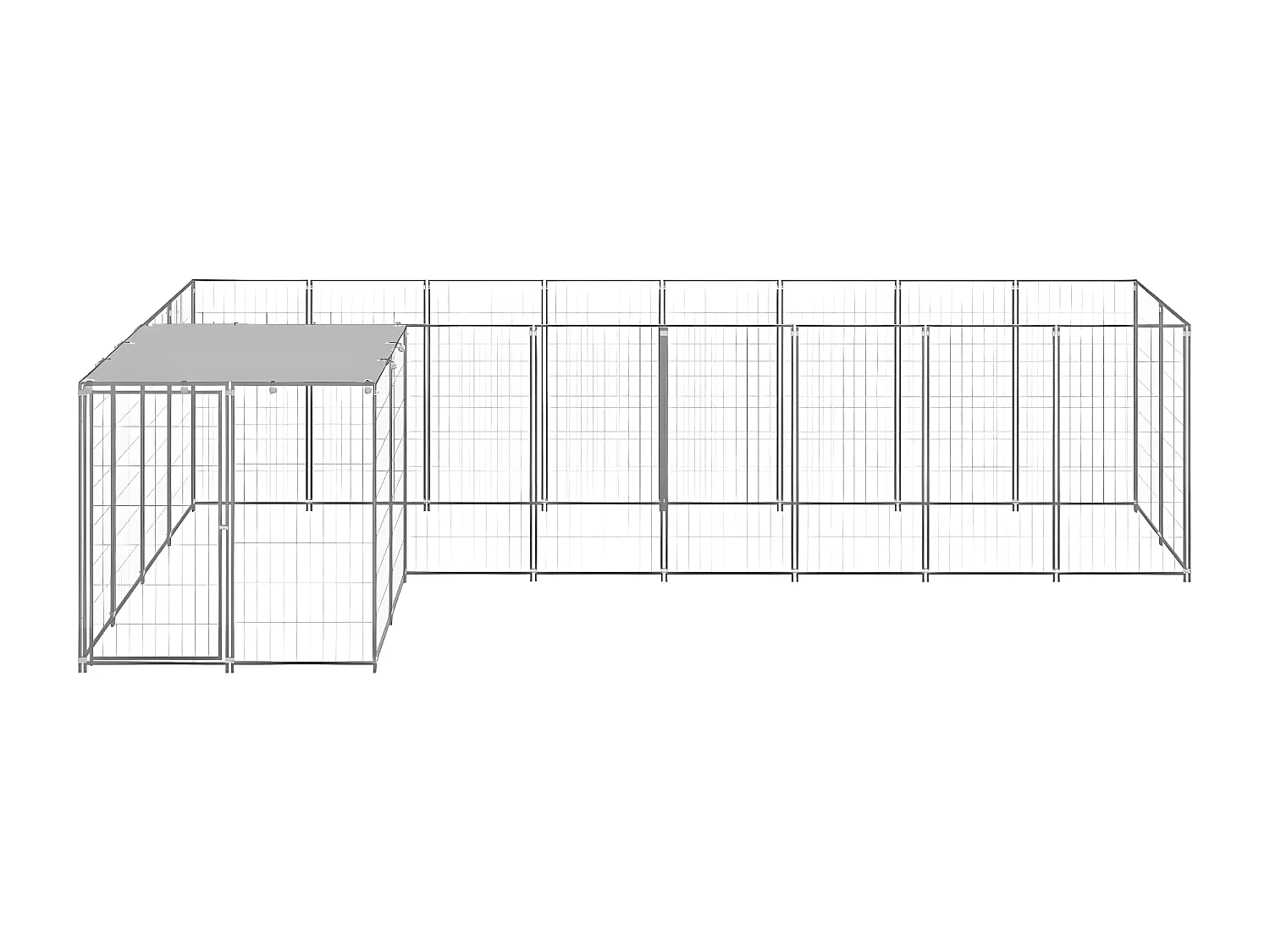 Hondenkennel 6,05 m² staal zilverkleurig NL952294