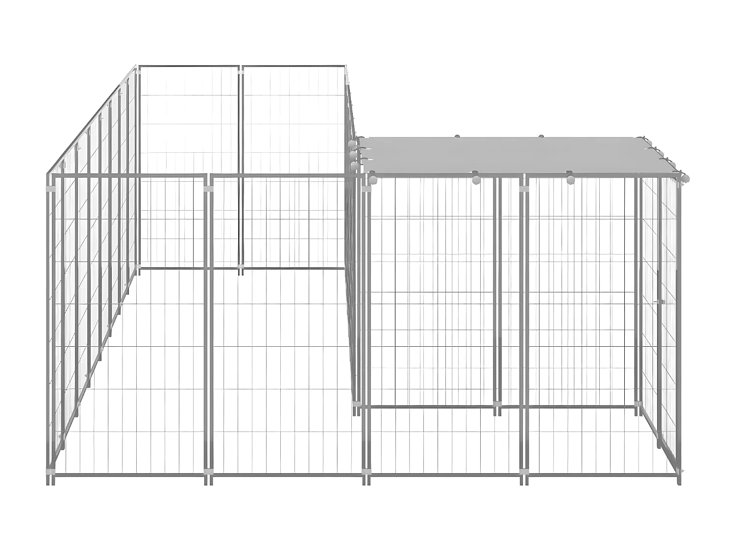 Hondenkennel 6,05 m² staal zilverkleurig NL952294