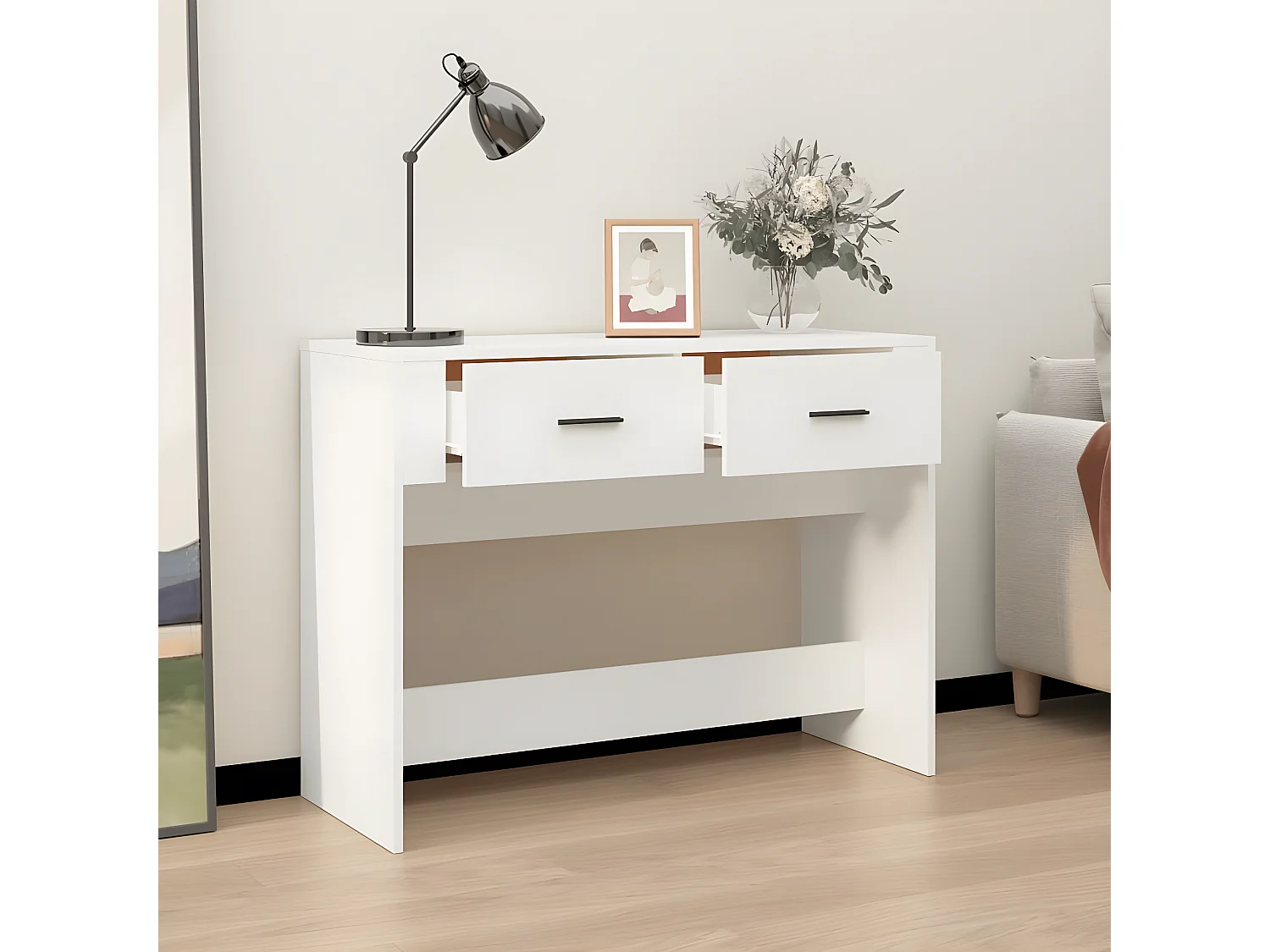 Table console Blanc 100x39x75 cm Bois d'ingénierie GHR37890