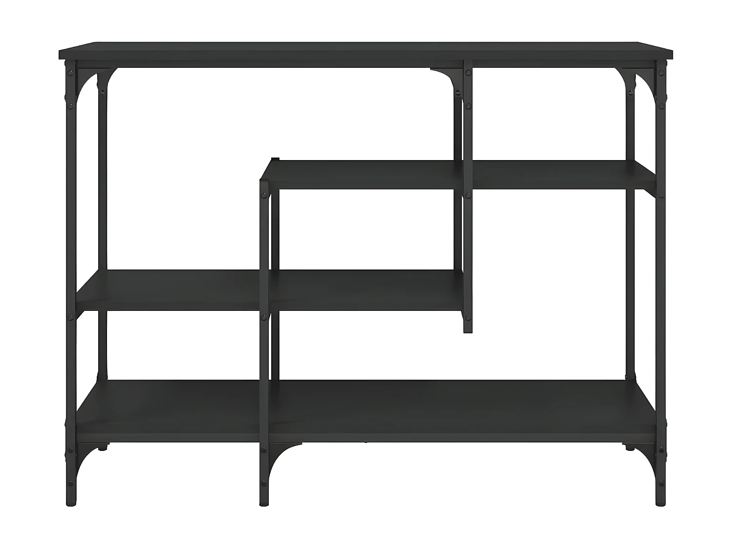 Table console avec étagères noir 100x35x75 cm GHR57243
