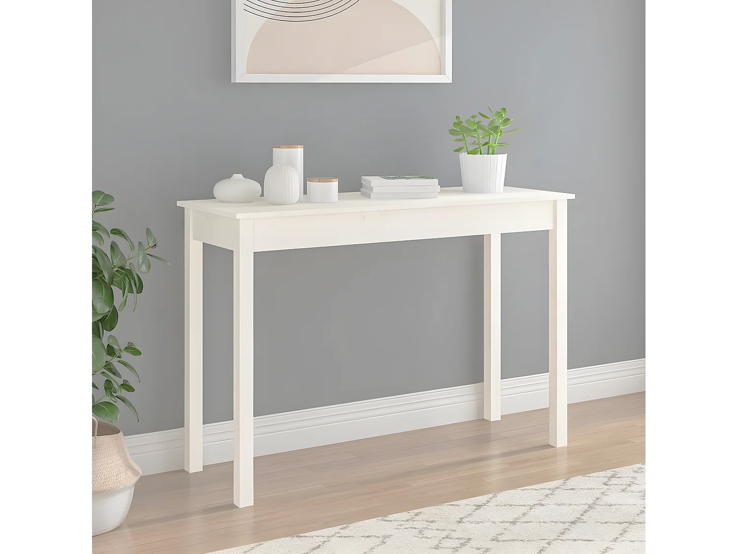 Table console Blanc 110x40x75 cm Bois massif de pin GHR84883